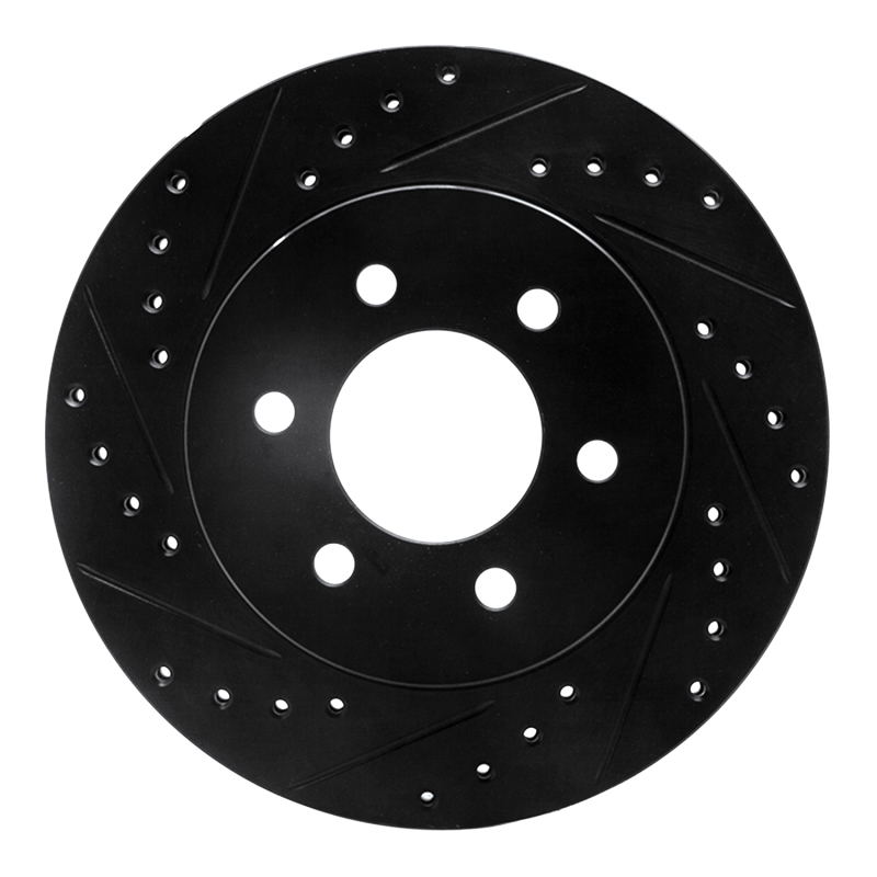 Dodge Durango Brake Rotor (1) - Front Left - R1 Concepts - Drilled & Slotted - Black - `97-`02